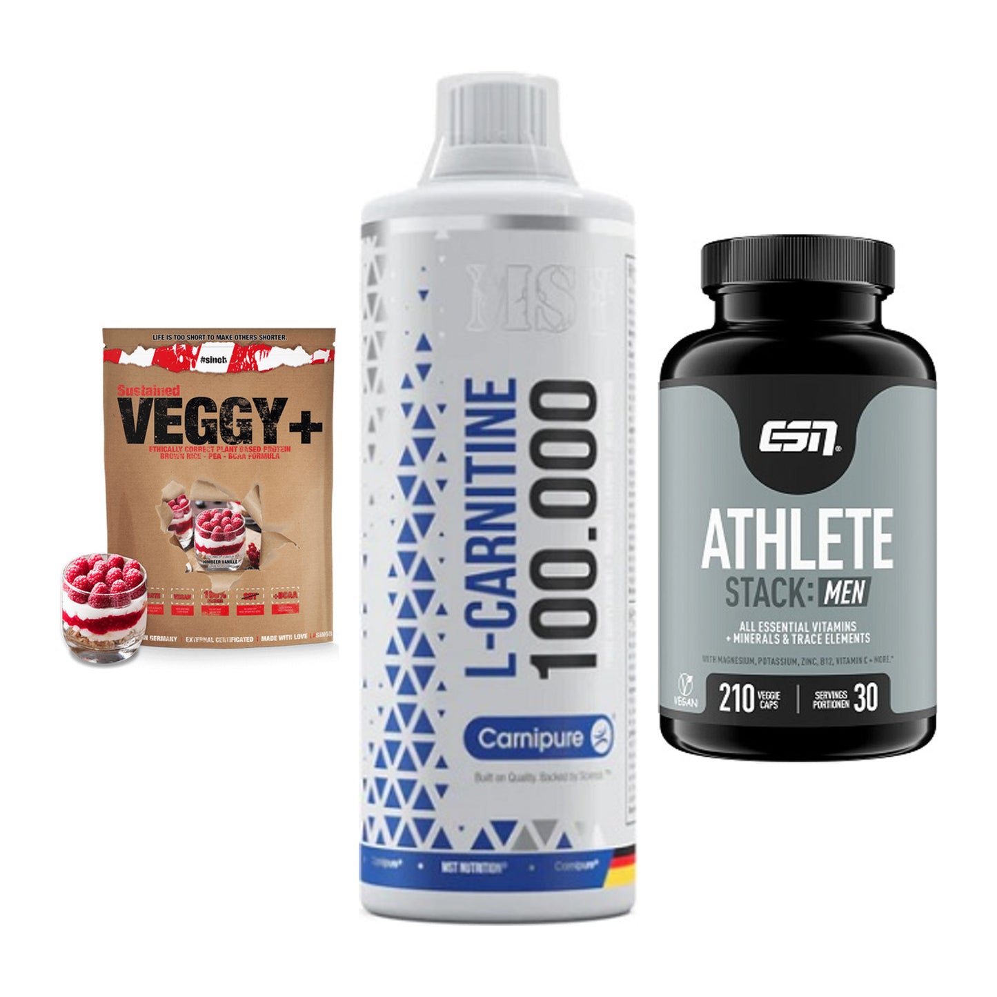 Pflanzliches Set: Sinob VEGGY + MST L-Carnitine + ESN Athlete – alle enthaltenen Artikel