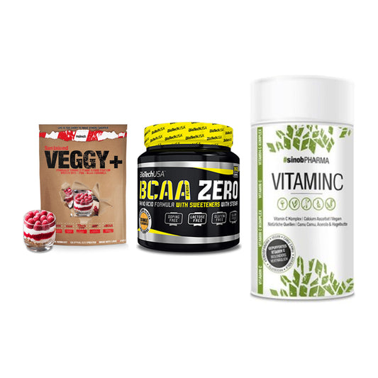 Pflanzliches Set: Sinob VEGGY + BioTech BCAA + Sinob Vitamin C – alle enthaltenen Artikel