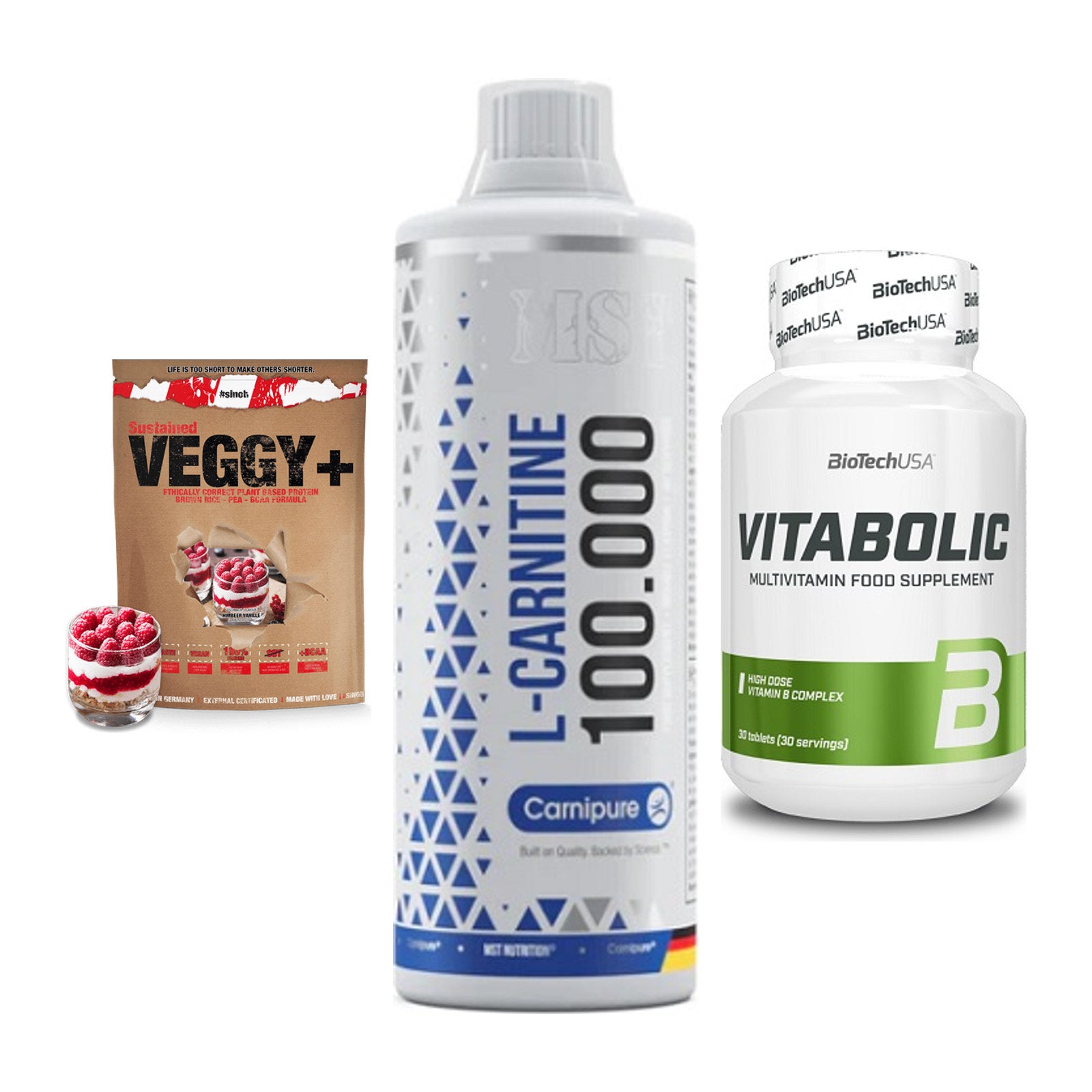 Pflanzliches Set: Sinob VEGGY + MST L-Carnitine + BioTech Vitabol – alle enthaltenen Artikel