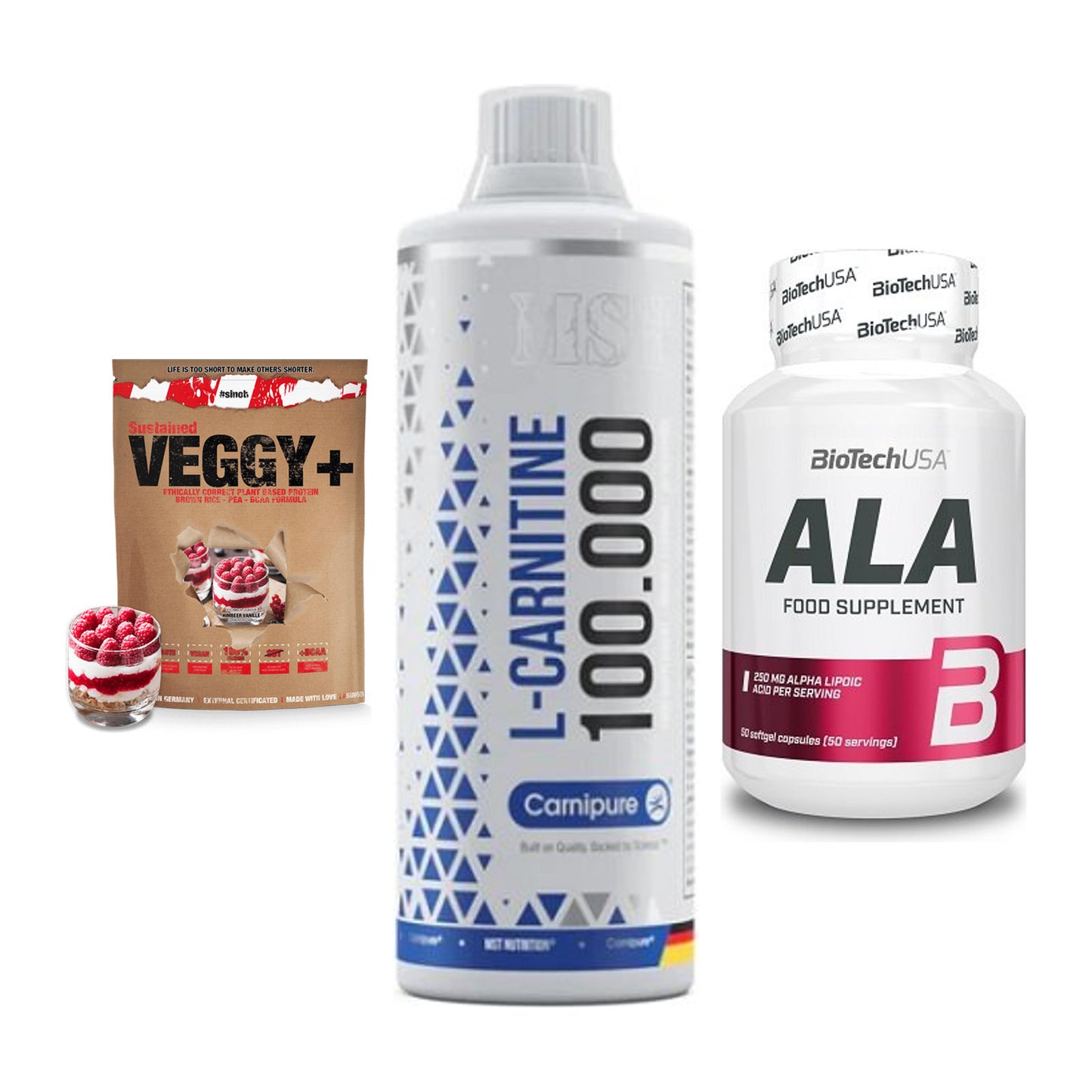 Pflanzliches Set: Sinob VEGGY + MST L-Carnitine + BioTech ALA – alle enthaltenen Artikel