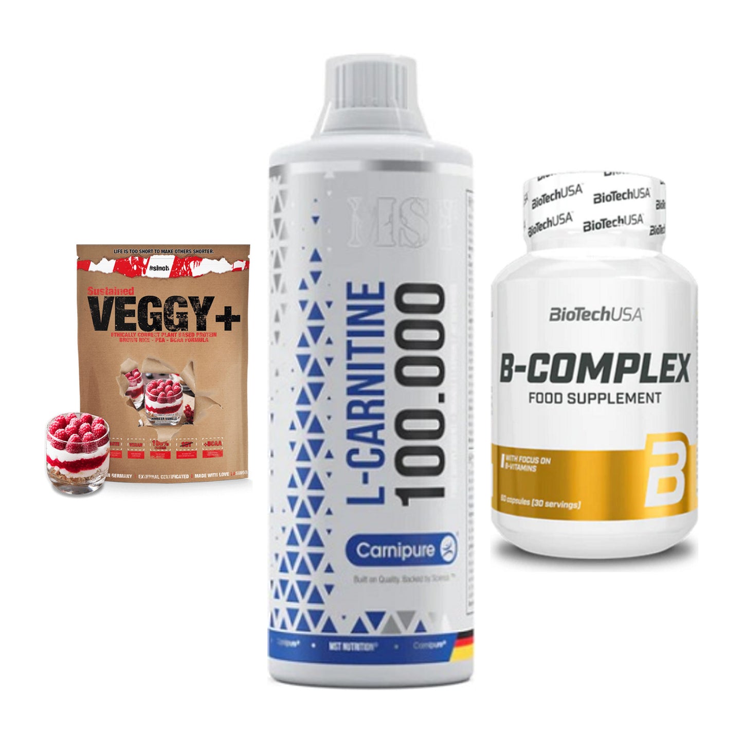 Pflanzliches Set: Sinob VEGGY + MST L-Carnitine + BioTech B – alle enthaltenen Artikel