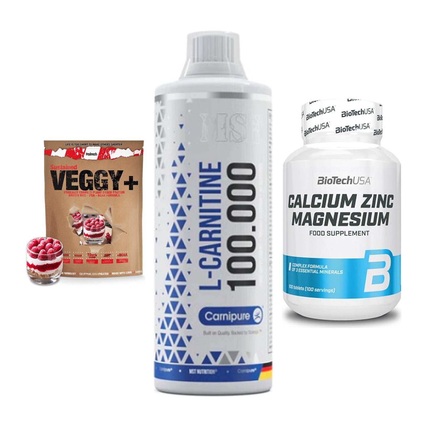Pflanzliches Set: Sinob VEGGY + MST L-Carnitine + BioTech Calcium – alle enthaltenen Artikel