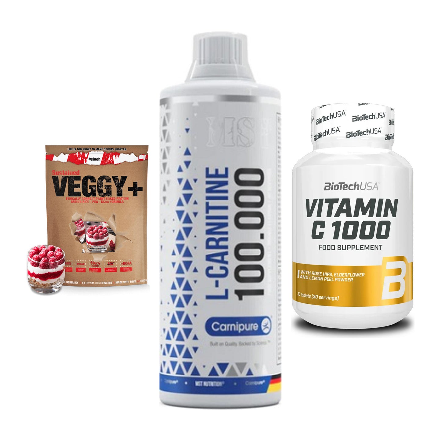Pflanzliches Set: Sinob VEGGY + MST L-Carnitine + BioTech Vitamin – alle enthaltenen Artikel