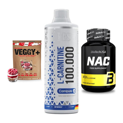 Pflanzliches Set: Sinob VEGGY + MST L-Carnitine + BioTech NAC – alle enthaltenen Artikel