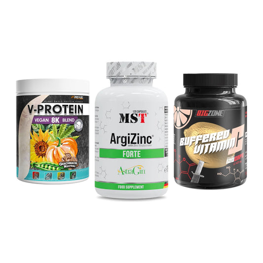Pflanzliches Set: ProFuel V-Prote + MST ArgiZinc + Big Zone – alle enthaltenen Artikel