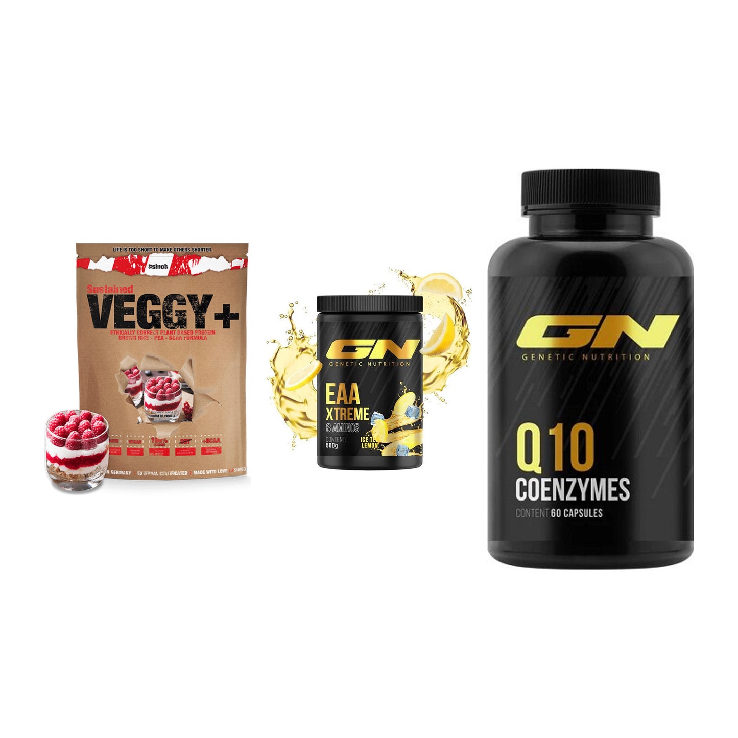 Pflanzliches Set: Sinob VEGGY + GN EAA Xtreme + GN Q10 Health – alle enthaltenen Artikel