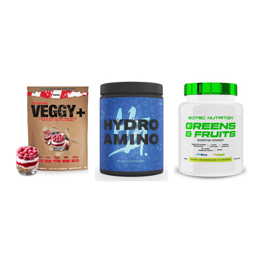 Pflanzliches Set: Sinob VEGGY + Nanosupps Hydro + Scitec Greens – alle enthaltenen Artikel