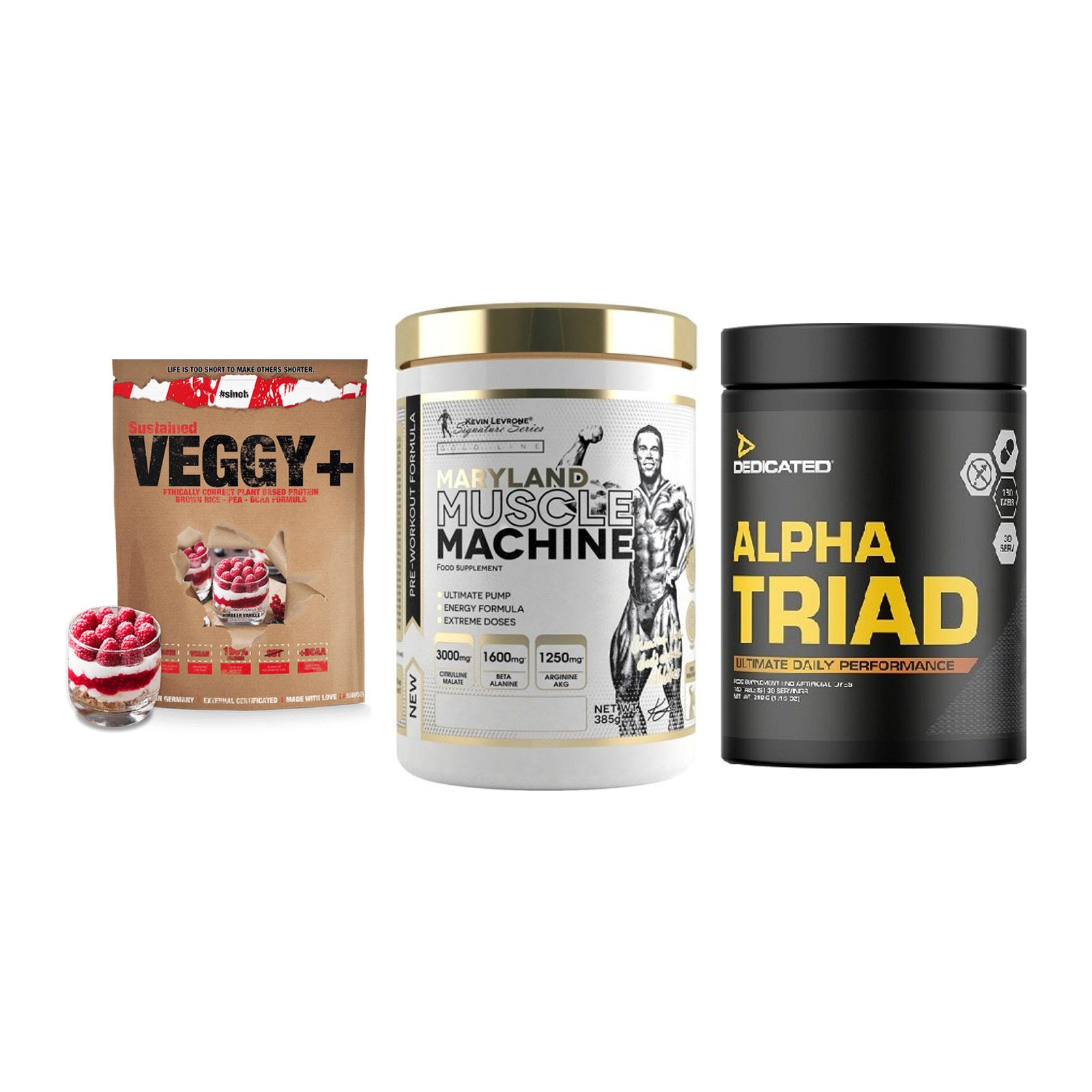 Pflanzliches Set: Sinob VEGGY + Kevin Levrone + Dedicated Alpha – alle enthaltenen Artikel