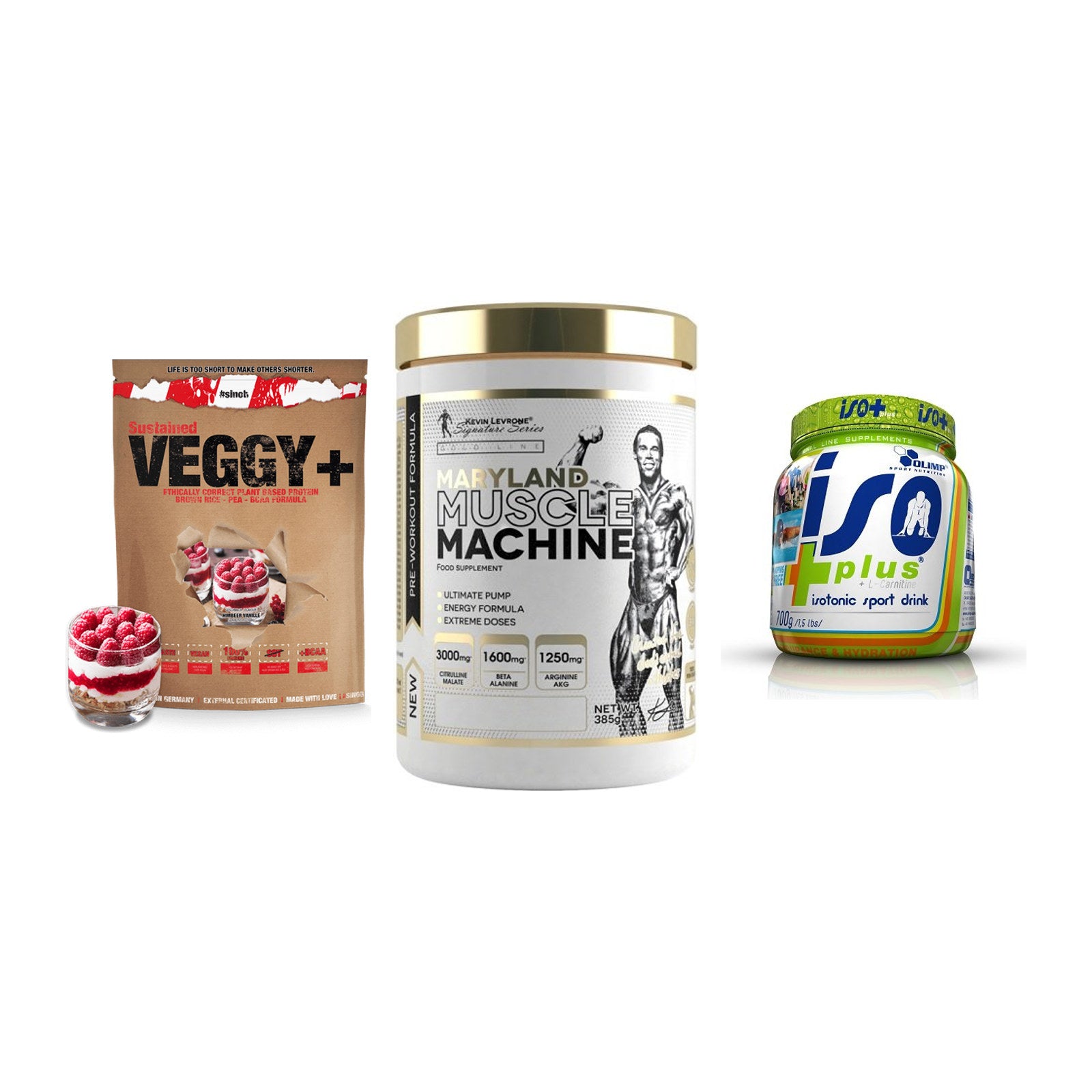 Pflanzliches Set: Sinob VEGGY + Kevin Levrone + Olimp Iso Plus – alle enthaltenen Artikel