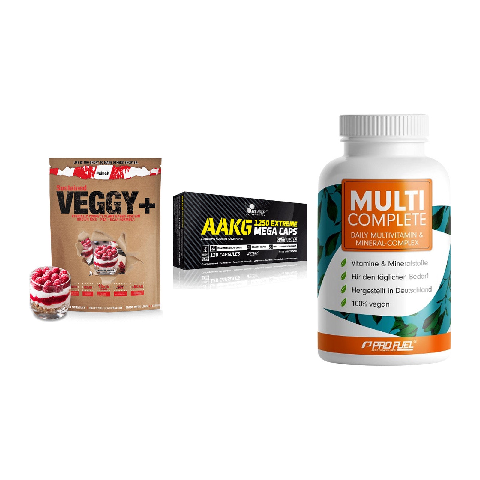 Pflanzliches Set: Sinob VEGGY + Olimp AAKG + ProFuel MULTI – alle enthaltenen Artikel