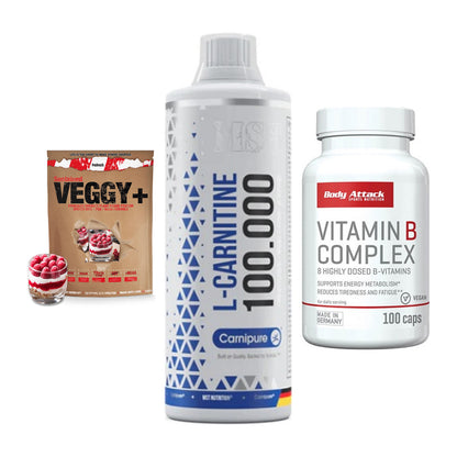Pflanzliches Set: Sinob VEGGY + MST L-Carnitine + Body Attack – alle enthaltenen Artikel
