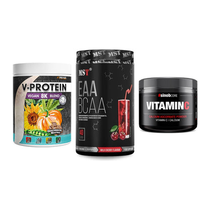Pflanzliches Set: ProFuel V-Prote + MST EAA & BCAA + Sinob Vitamin C – alle enthaltenen Artikel