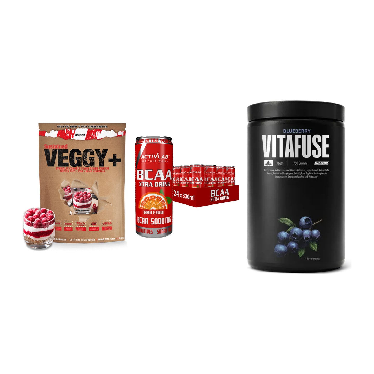 Pflanzliches Set: Sinob VEGGY + Activlab BCAA + Big Zone – alle enthaltenen Artikel