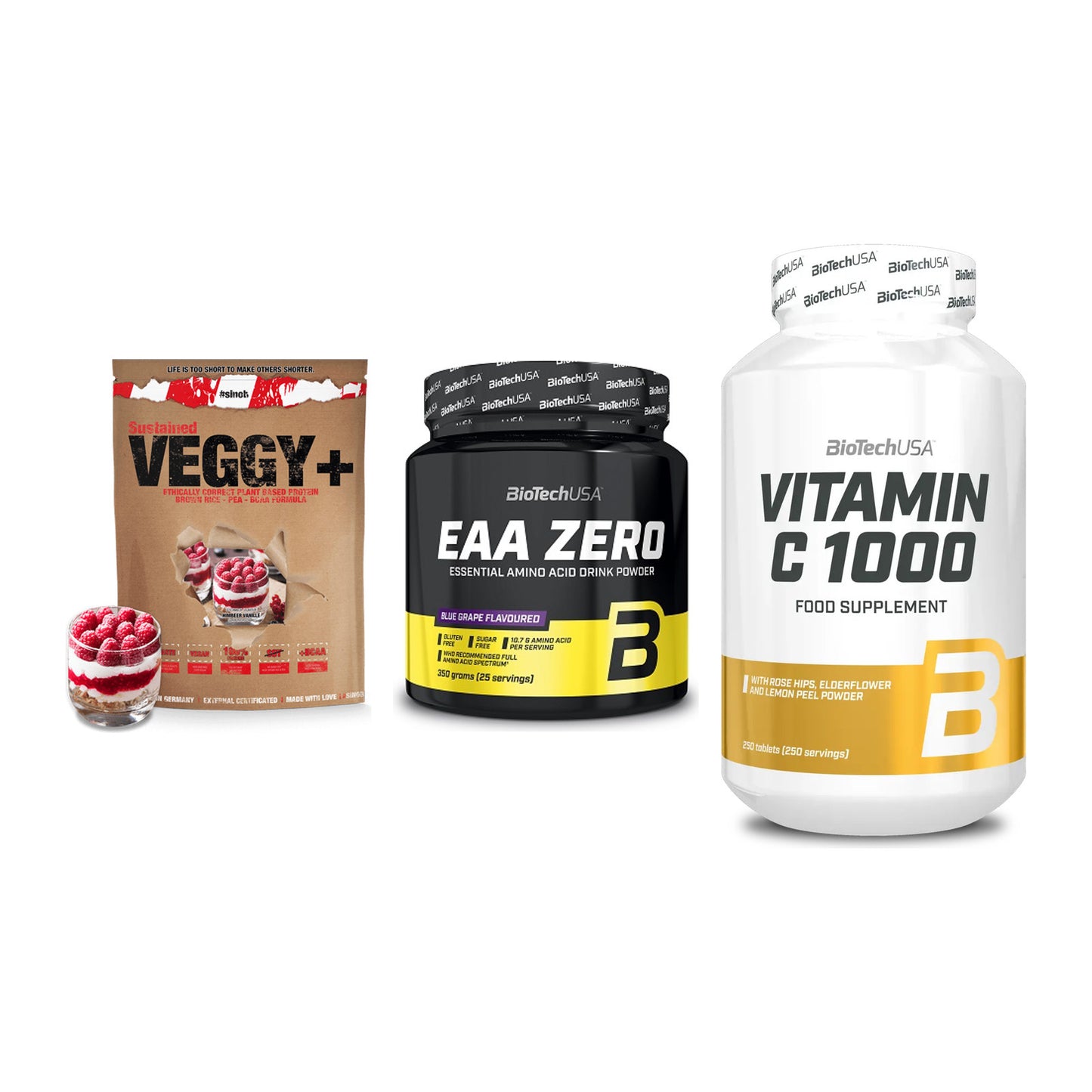 Pflanzliches Set: Sinob VEGGY + BioTech EAA + BioTech Vitamin – alle enthaltenen Artikel