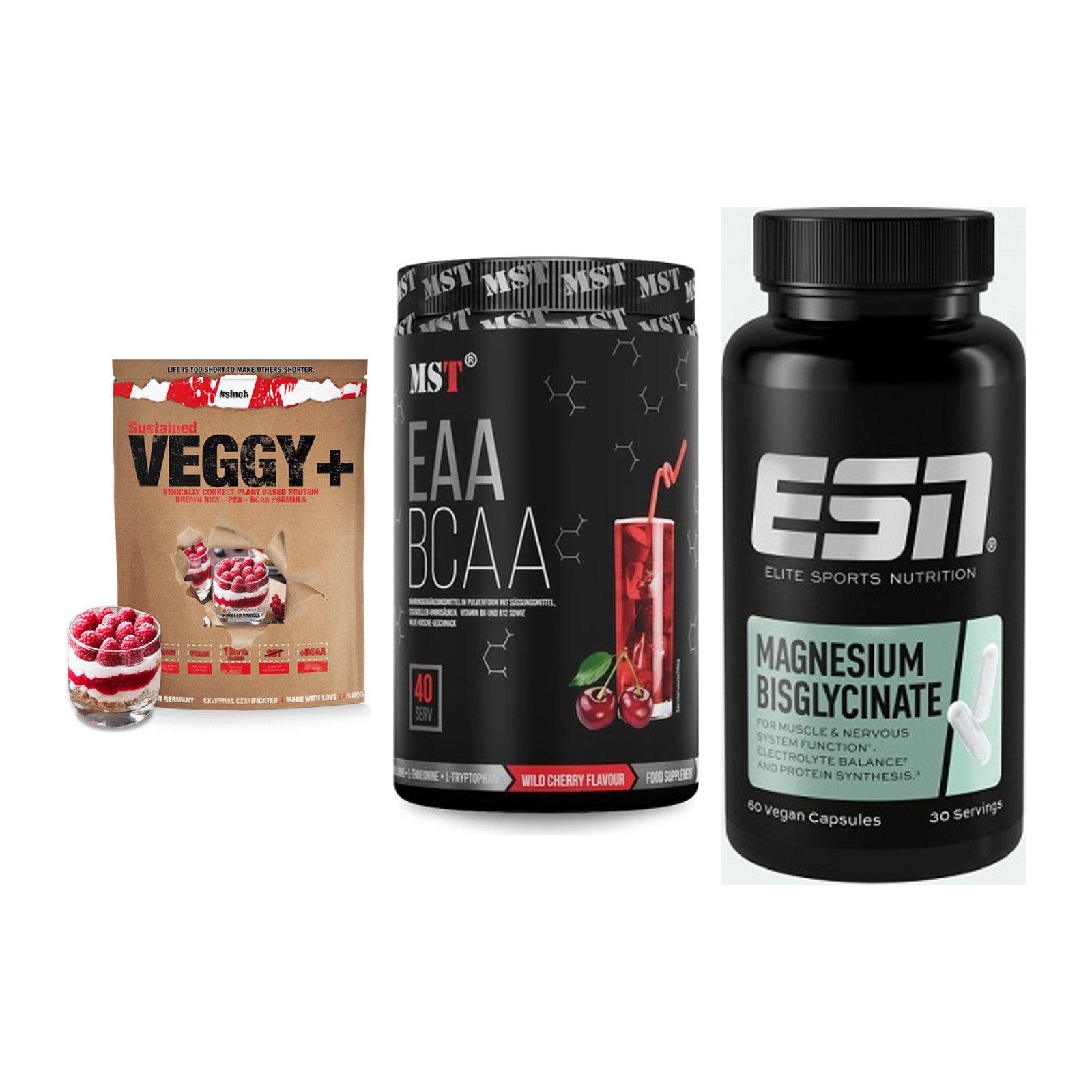 Pflanzliches Set: Sinob VEGGY + MST EAA & BCAA + ESN Magnesium – alle enthaltenen Artikel