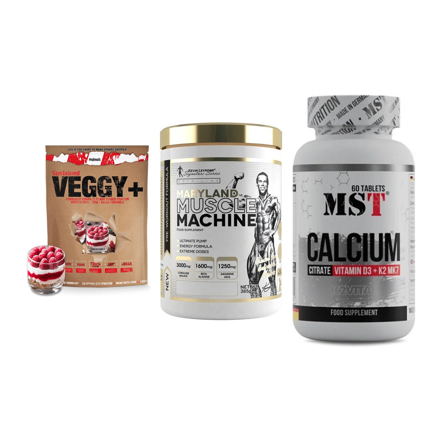 Pflanzliches Set: Sinob VEGGY + Kevin Levrone + MST Calcium – alle enthaltenen Artikel