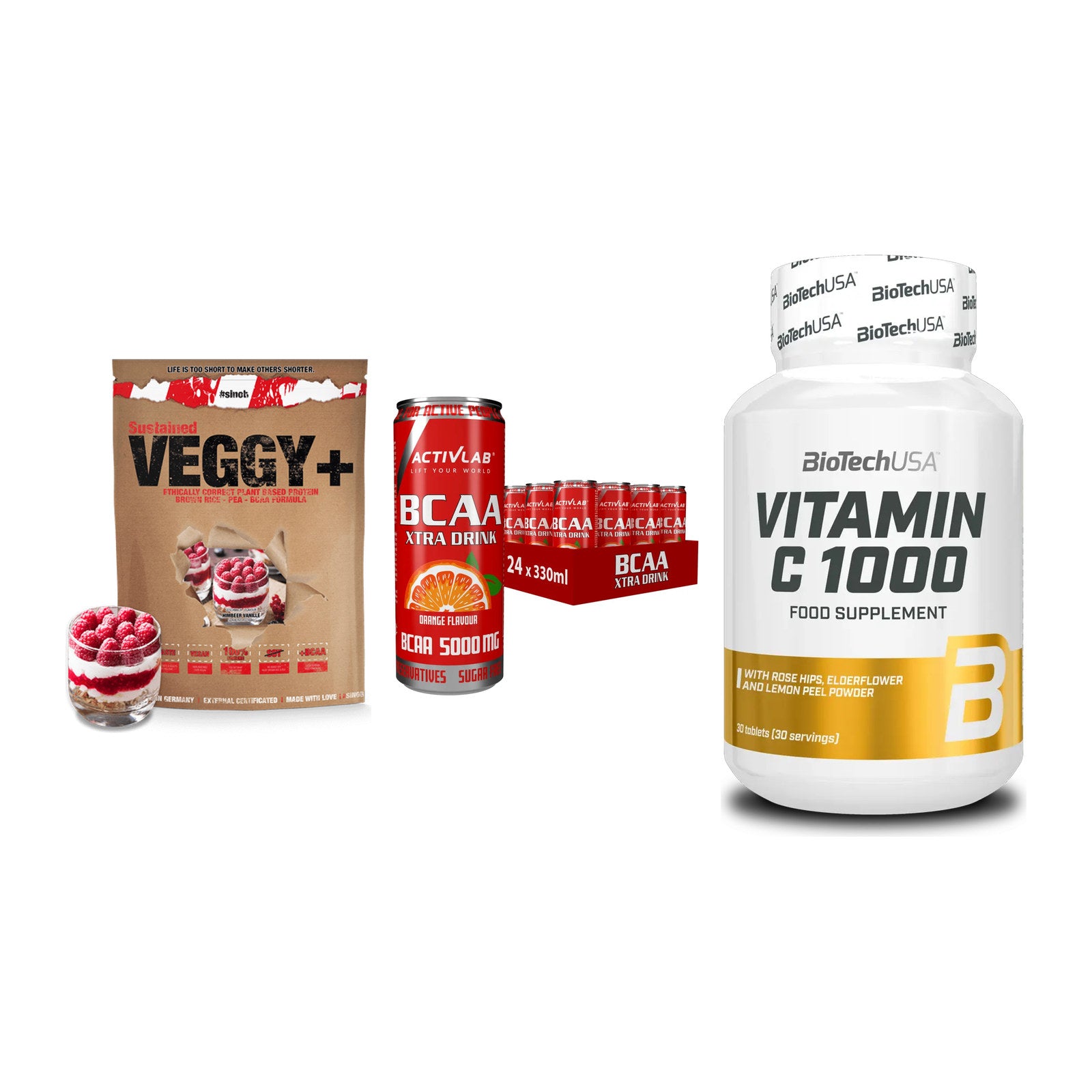 Pflanzliches Set: Sinob VEGGY + Activlab BCAA + BioTech Vitamin – alle enthaltenen Artikel