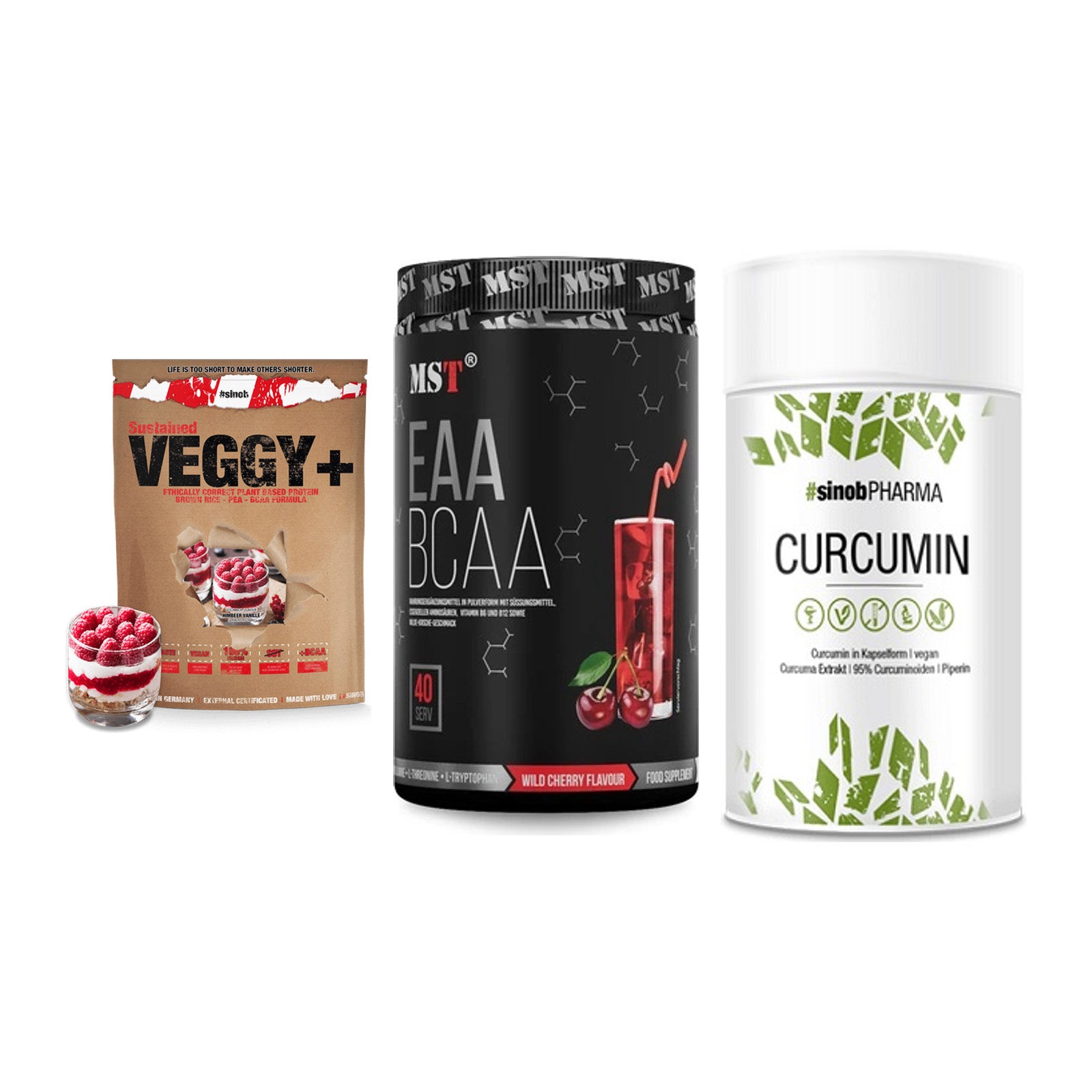 Pflanzliches Set: Sinob VEGGY + MST EAA & BCAA + Sinob Curcumin – alle enthaltenen Artikel