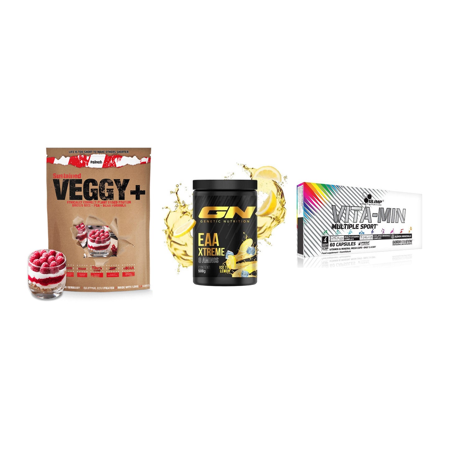 Pflanzliches Set: Sinob VEGGY + GN EAA Xtreme + Olimp Vita-Min – alle enthaltenen Artikel