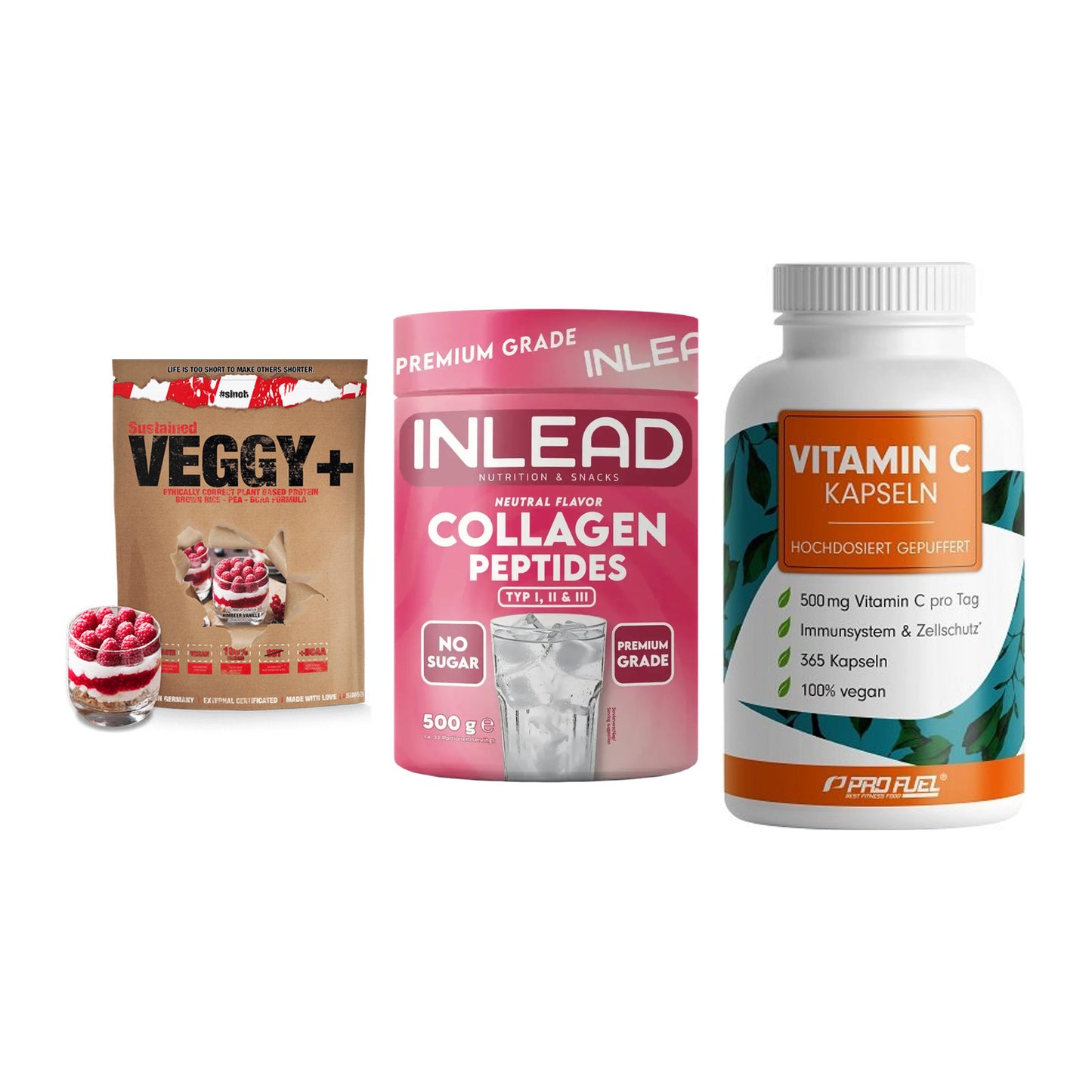 Pflanzliches Set: Sinob VEGGY + INLEAD Collagen + ProFuel Vitamin – alle enthaltenen Artikel
