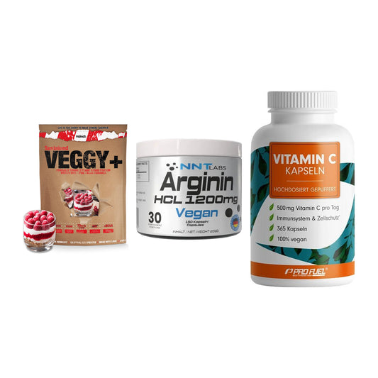 Pflanzliches Set: Sinob VEGGY + NNT Arginin HCL + ProFuel Vitamin – alle enthaltenen Artikel