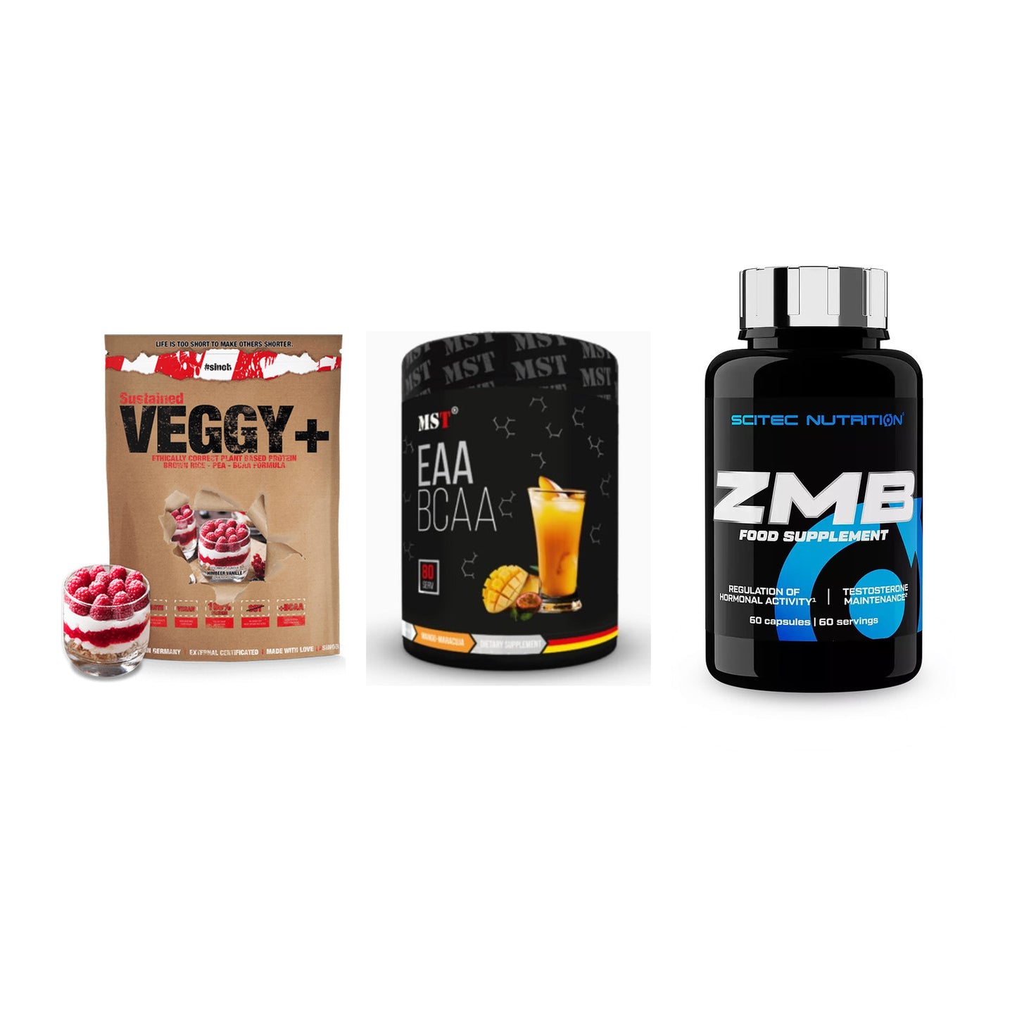 Pflanzliches Set: Sinob VEGGY + MST EAA & BCAA + Scitec ZMB – alle enthaltenen Artikel