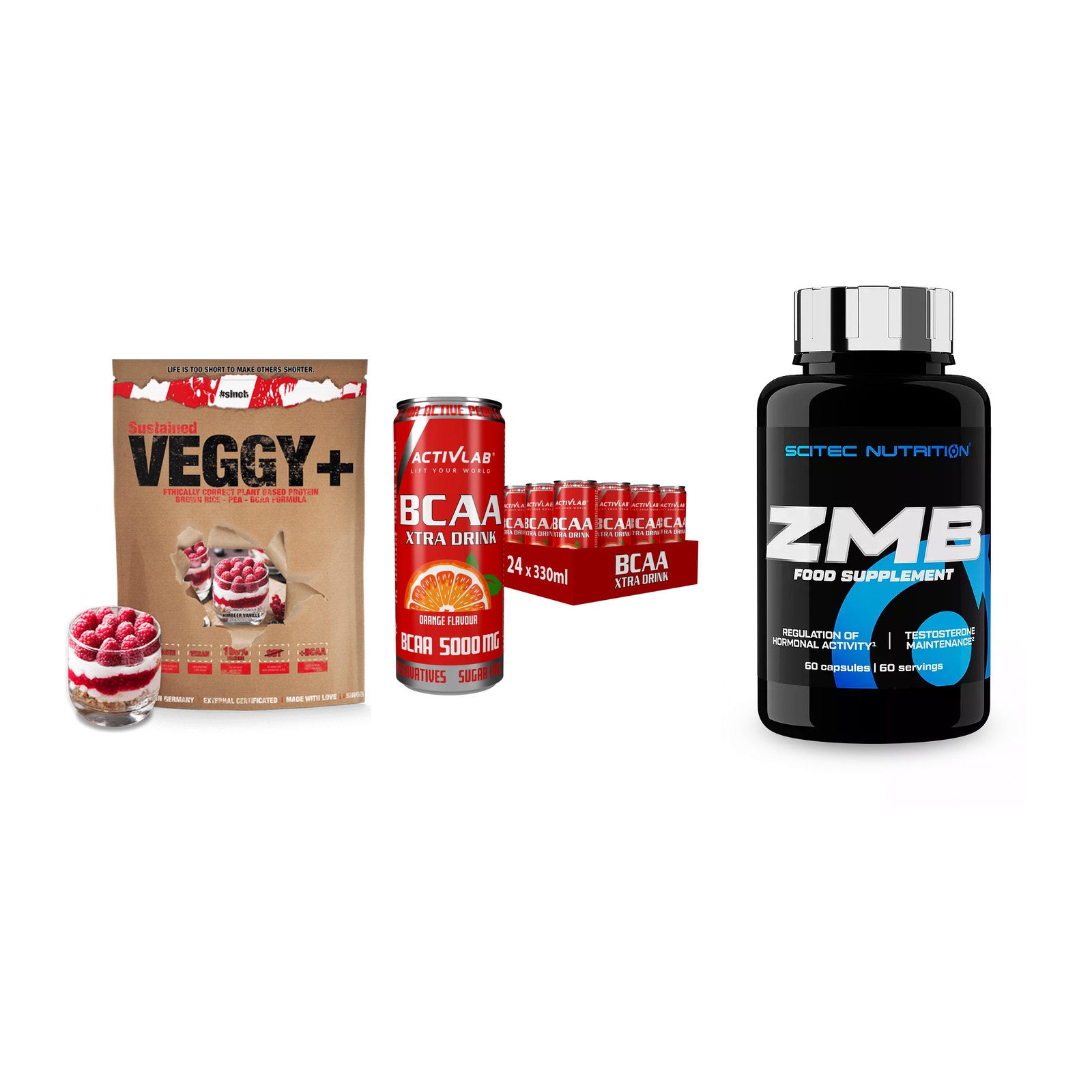 Pflanzliches Set: Sinob VEGGY + Activlab BCAA + Scitec ZMB – alle enthaltenen Artikel