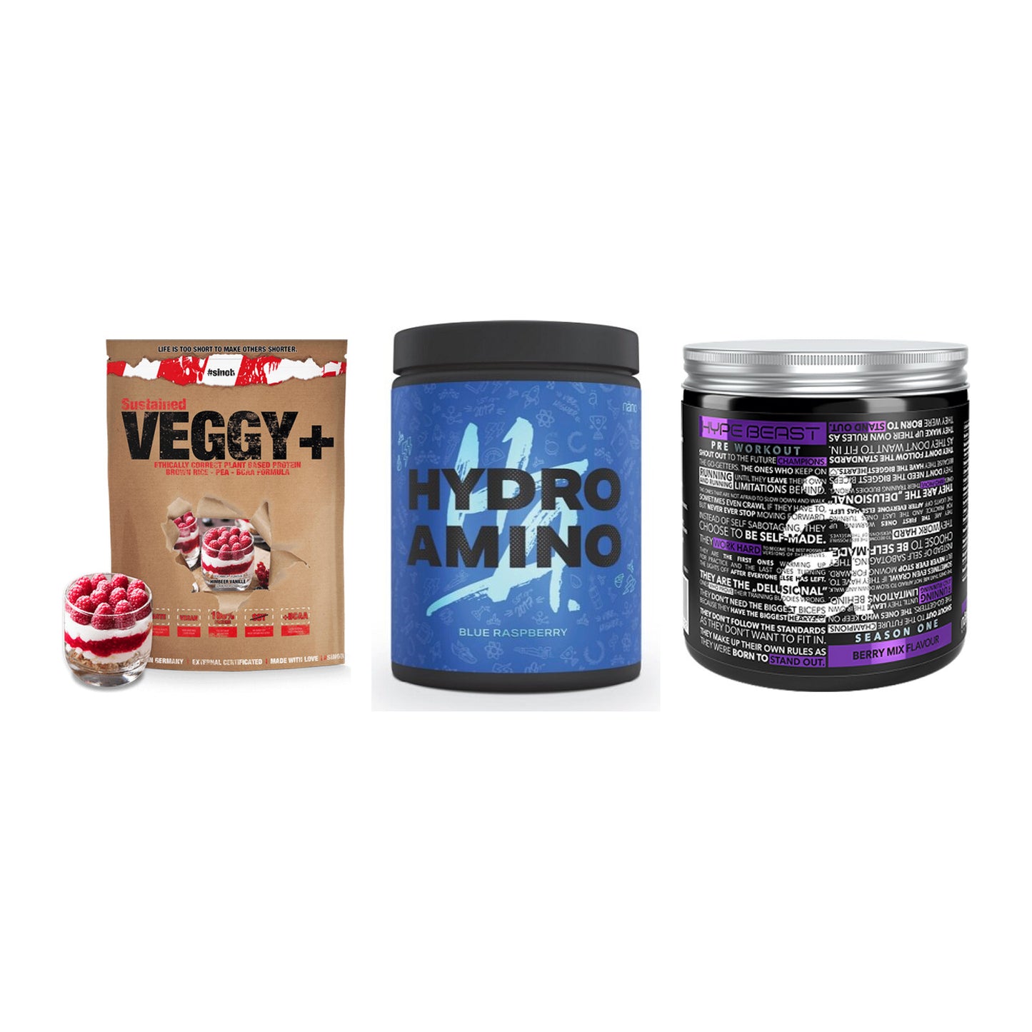 Pflanzliches Set: Sinob VEGGY + Nanosupps Hydro + Nanosupps Hype – alle enthaltenen Artikel