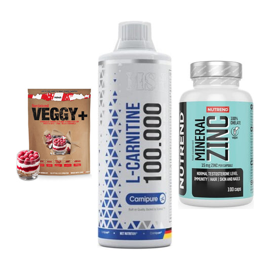 Pflanzliches Set: Sinob VEGGY + MST L-Carnitine + Nutrend Zinc – alle enthaltenen Artikel