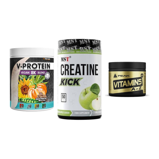 Pflanzliches Set: ProFuel V-Prote + MST Creatine + Peak Vitamin – alle enthaltenen Artikel