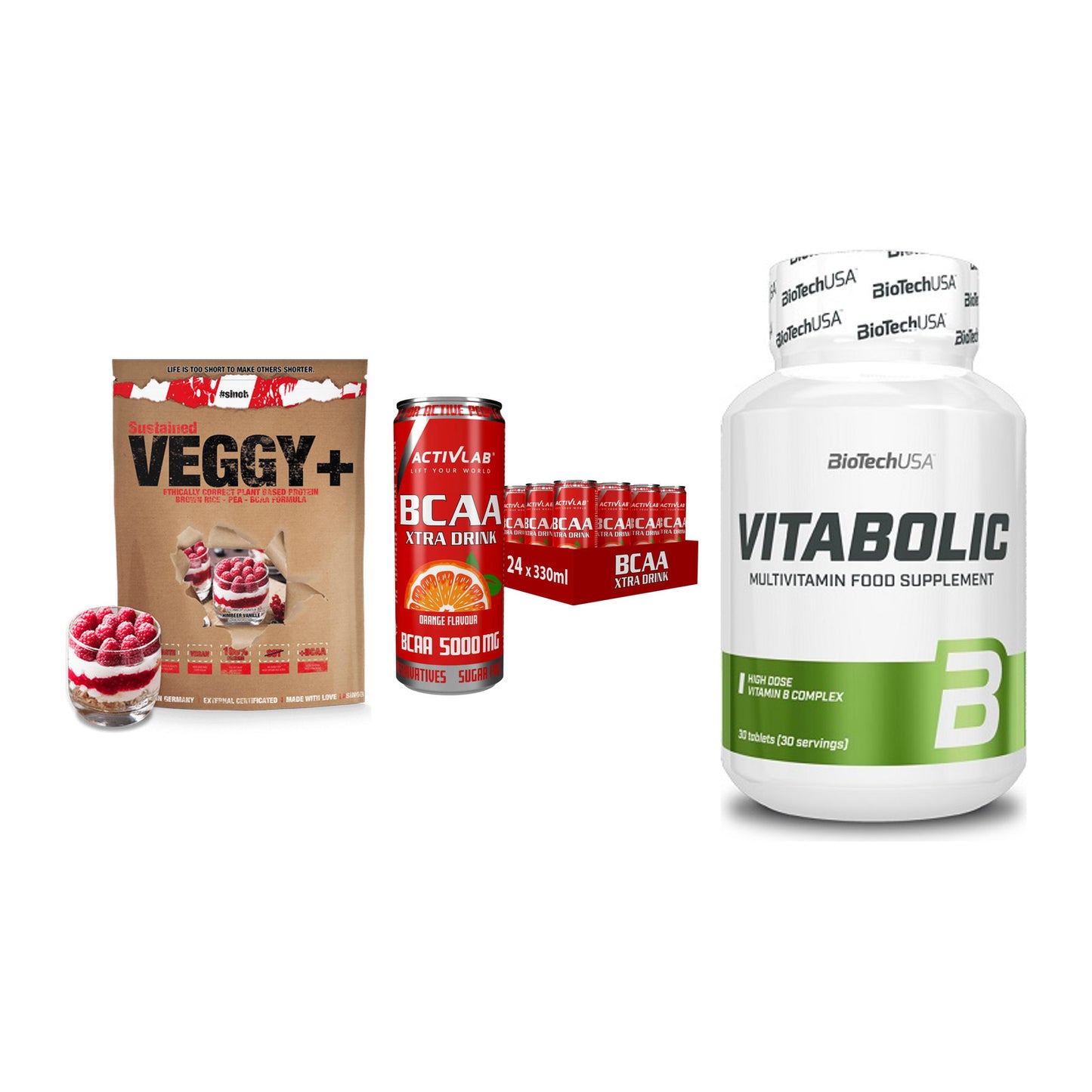 Pflanzliches Set: Sinob VEGGY + Activlab BCAA + BioTech Vitabol – alle enthaltenen Artikel