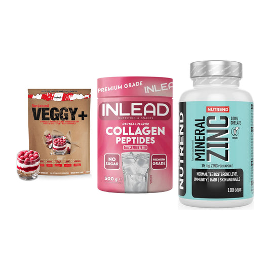 Pflanzliches Set: Sinob VEGGY + INLEAD Collagen + Nutrend Zinc – alle enthaltenen Artikel