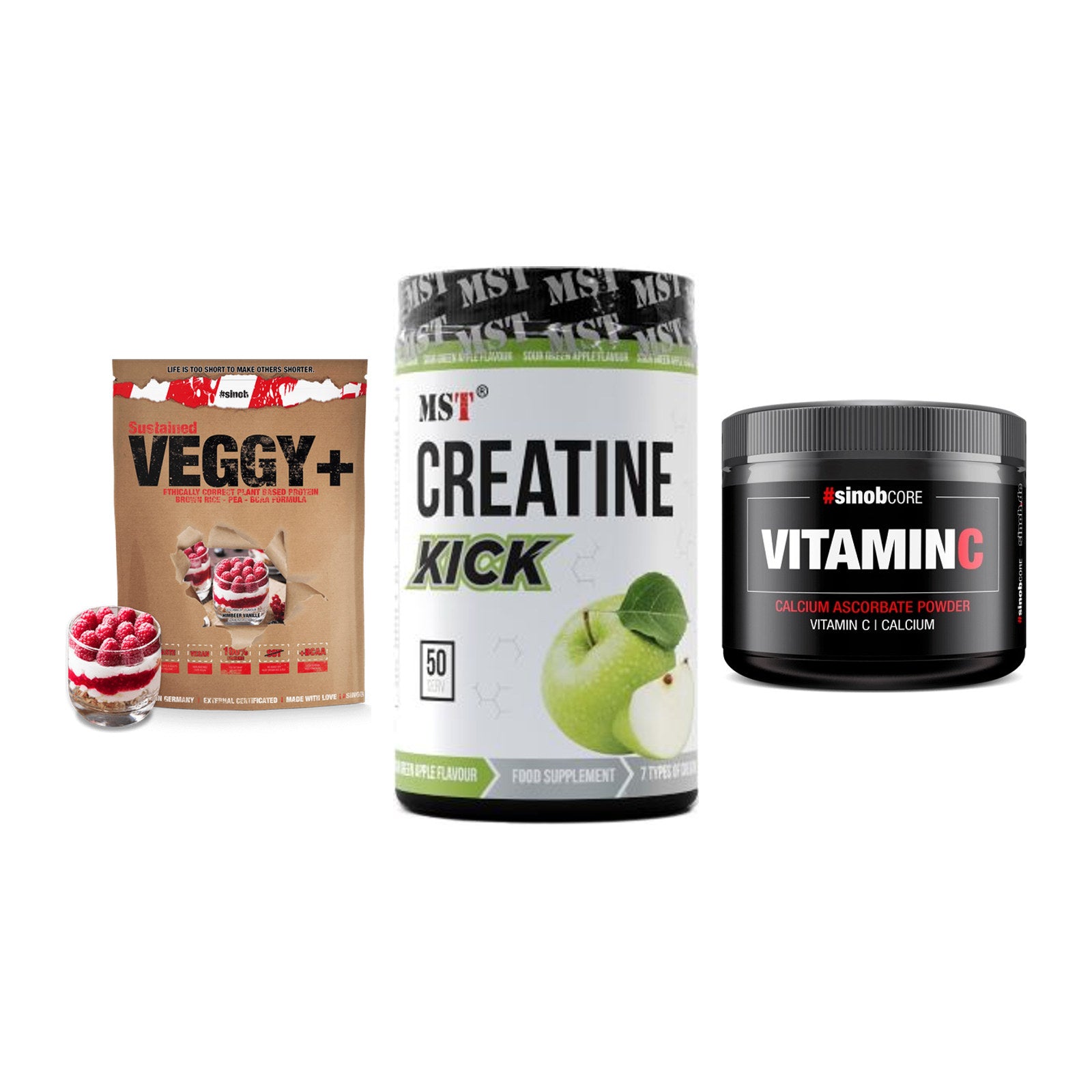 Pflanzliches Set: Sinob VEGGY + MST Creatine + Sinob Vitamin C – alle enthaltenen Artikel