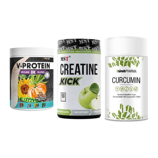 Pflanzliches Set: ProFuel V-Prote + MST Creatine + Sinob Curcumin – alle enthaltenen Artikel