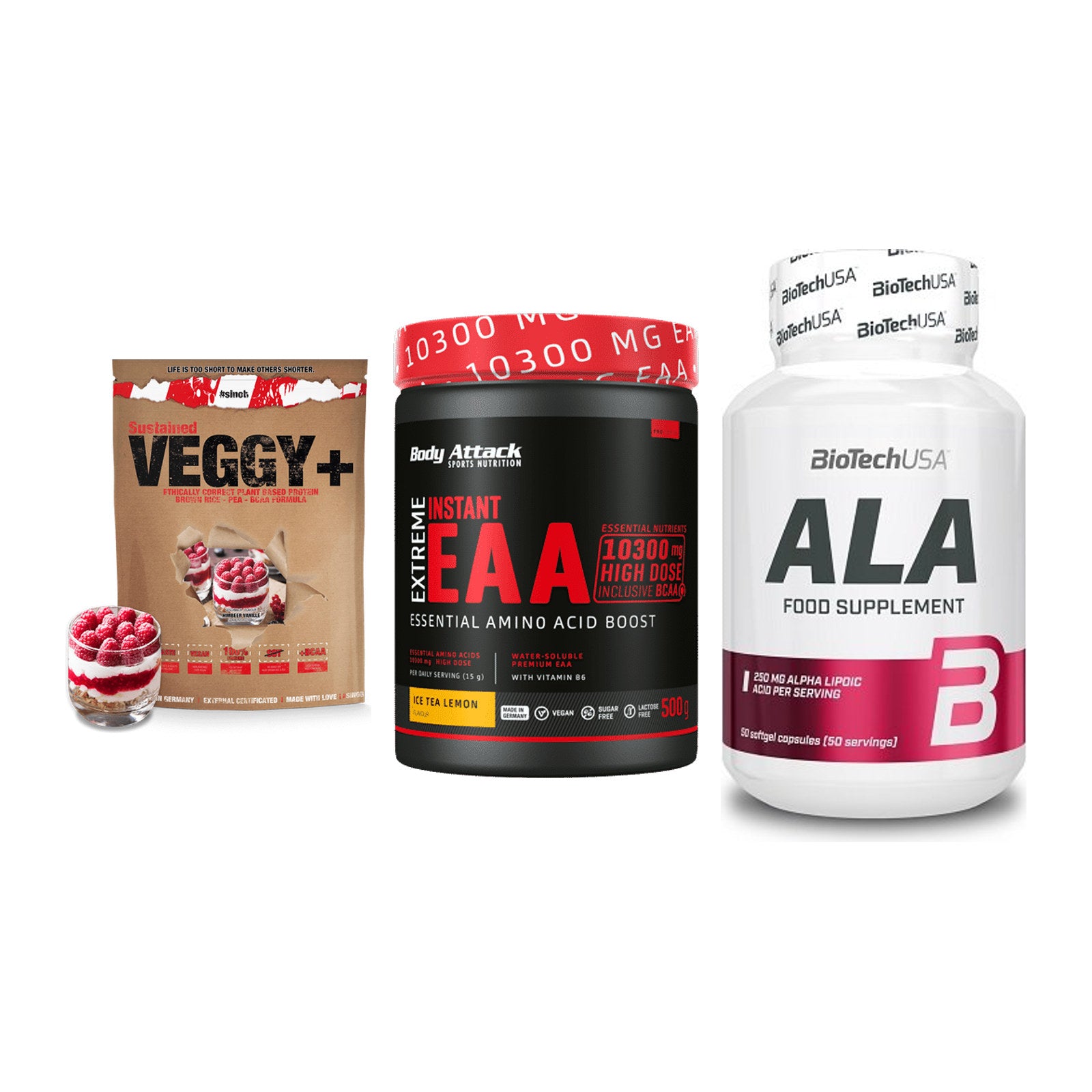 Pflanzliches Set: Sinob VEGGY + Body Attack + BioTech ALA – alle enthaltenen Artikel
