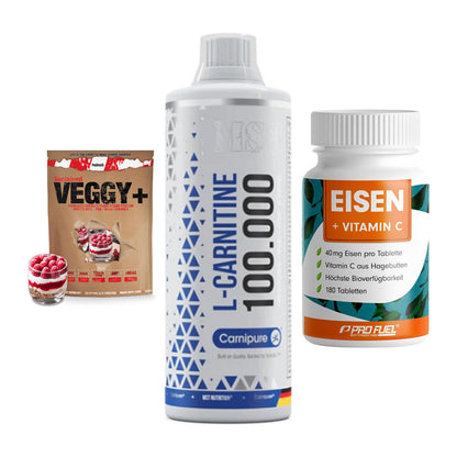 Pflanzliches Set: Sinob VEGGY + MST L-Carnitine + ProFuel EISEN – alle enthaltenen Artikel