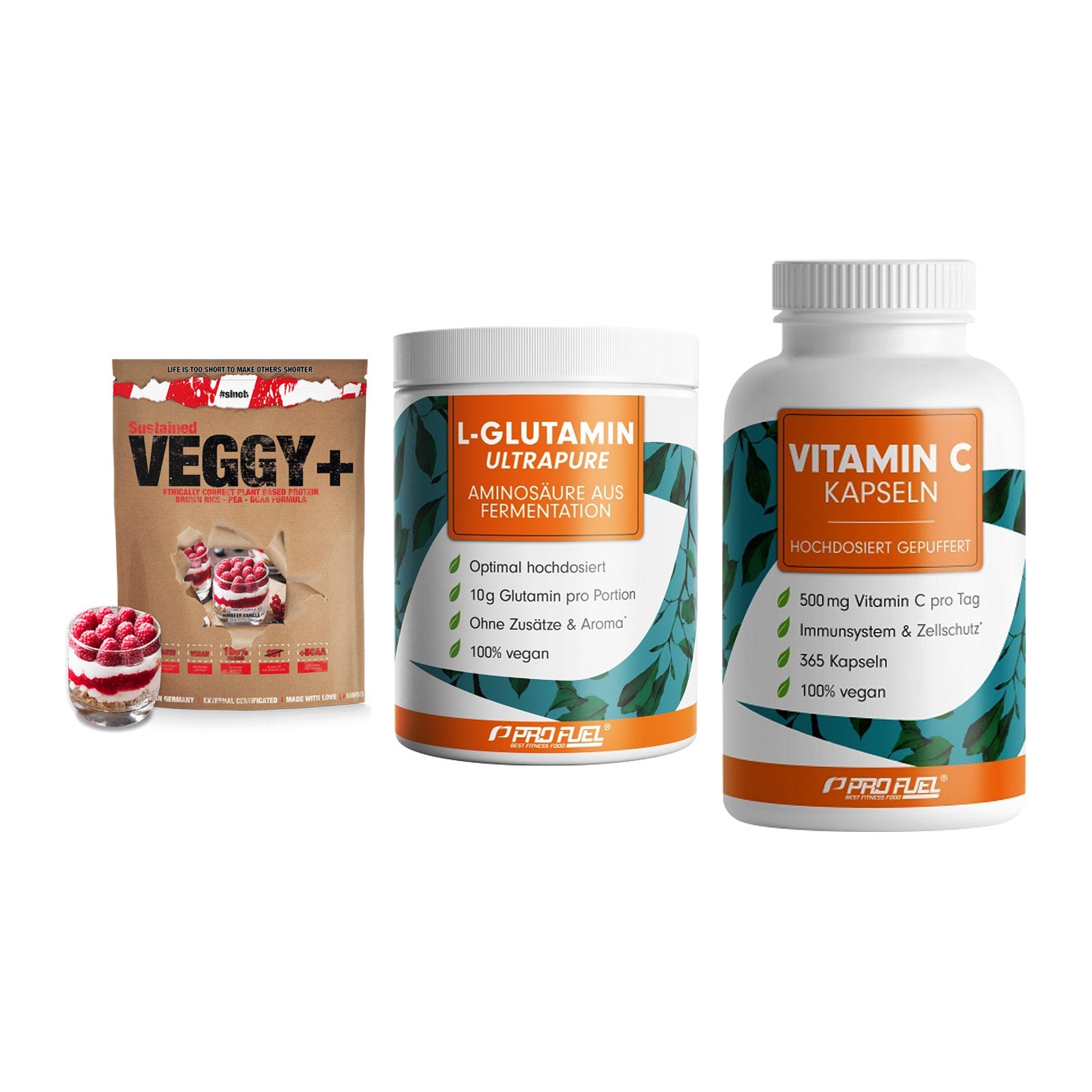Pflanzliches Set: Sinob VEGGY + ProFuel Glutami + ProFuel Vitamin – alle enthaltenen Artikel