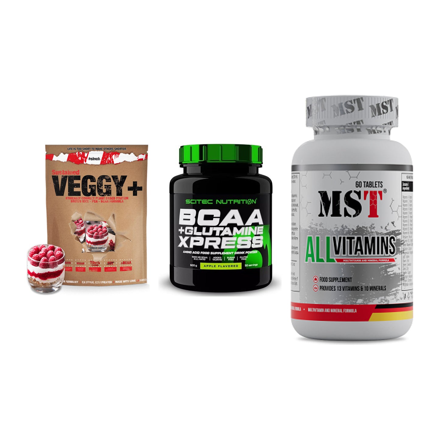 Pflanzliches Set: Sinob VEGGY + Scitec BCAA + MST All Vitamin – alle enthaltenen Artikel