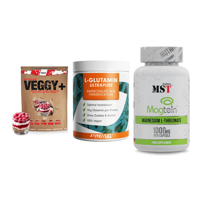 Pflanzliches Set: Sinob VEGGY + ProFuel Glutami + MST Magnesium – alle enthaltenen Artikel