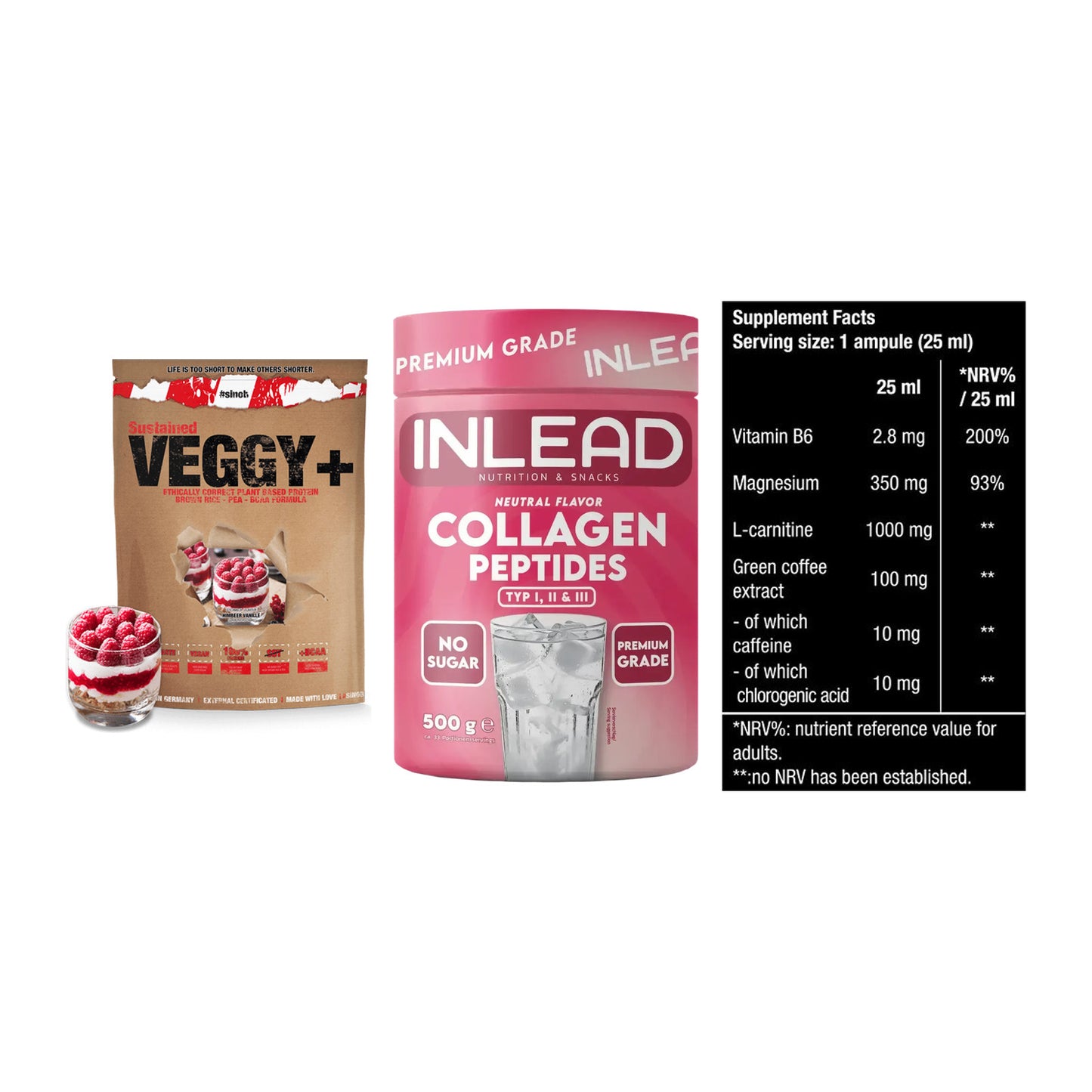 Pflanzliches Set: Sinob VEGGY + INLEAD Collagen + BioTech Magna – alle enthaltenen Artikel