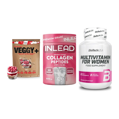 Pflanzliches Set: Sinob VEGGY + INLEAD Collagen + BioTech Multivi – alle enthaltenen Artikel