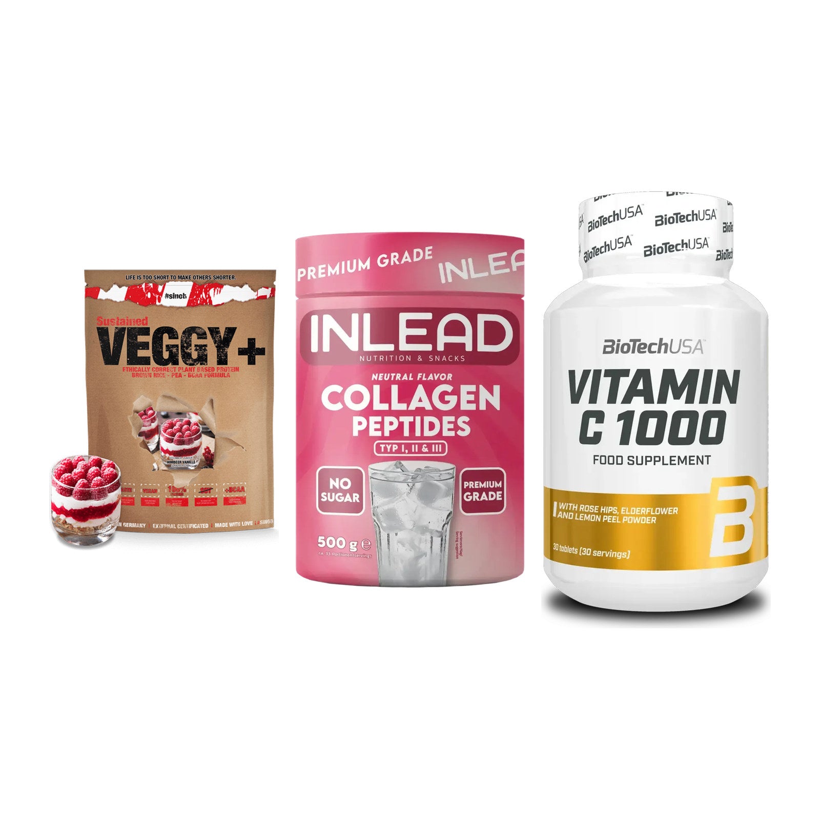 Pflanzliches Set: Sinob VEGGY + INLEAD Collagen + BioTech Vitamin – alle enthaltenen Artikel