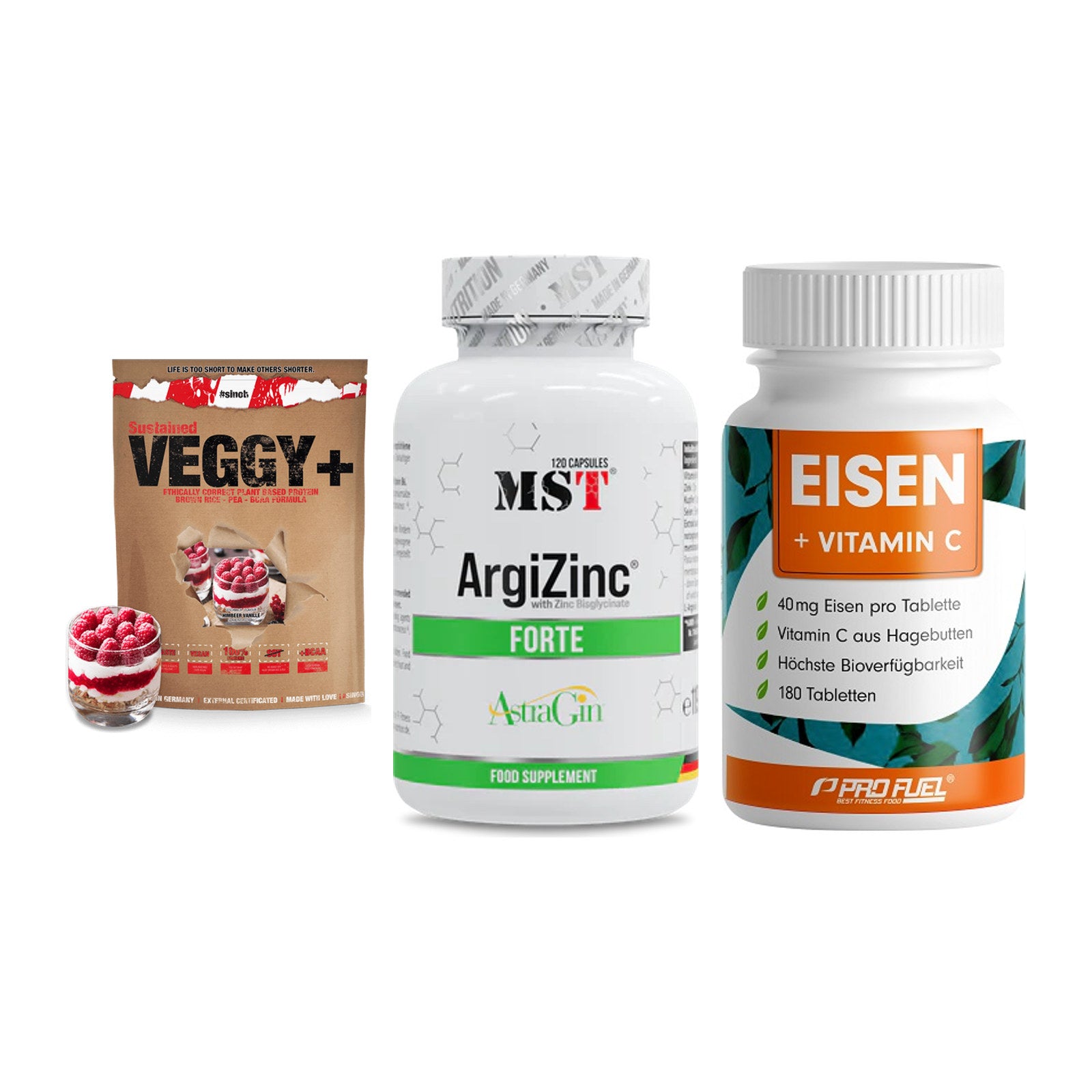 Pflanzliches Set: Sinob VEGGY + MST ArgiZinc + ProFuel EISEN – alle enthaltenen Artikel