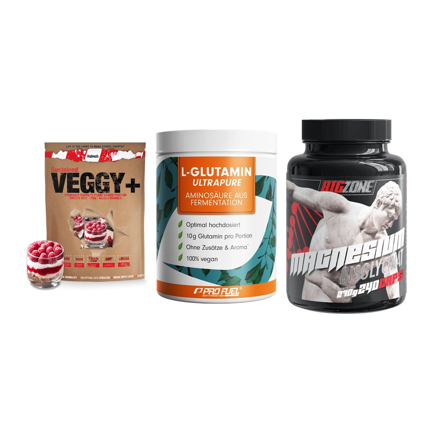 Pflanzliches Set: Sinob VEGGY + ProFuel Glutami + Big Zone – alle enthaltenen Artikel