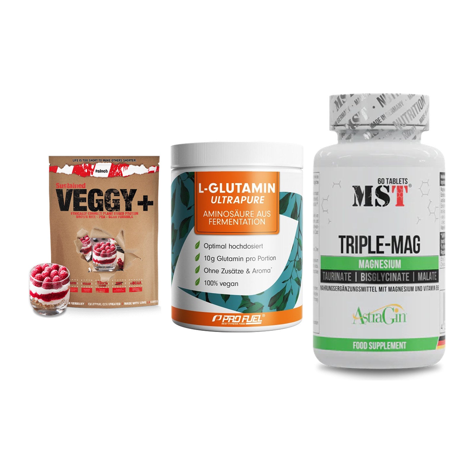 Pflanzliches Set: Sinob VEGGY + ProFuel Glutami + MST Tripple Mag – alle enthaltenen Artikel