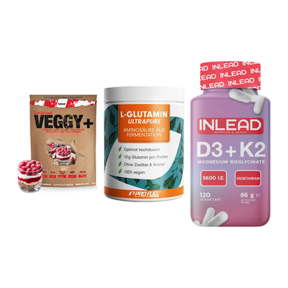 Pflanzliches Set: Sinob VEGGY + ProFuel Glutami + INLEAD Vitamin – alle enthaltenen Artikel