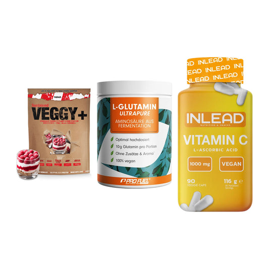 Pflanzliches Set: Sinob VEGGY + ProFuel Glutami + INLEAD Vitamin – alle enthaltenen Artikel