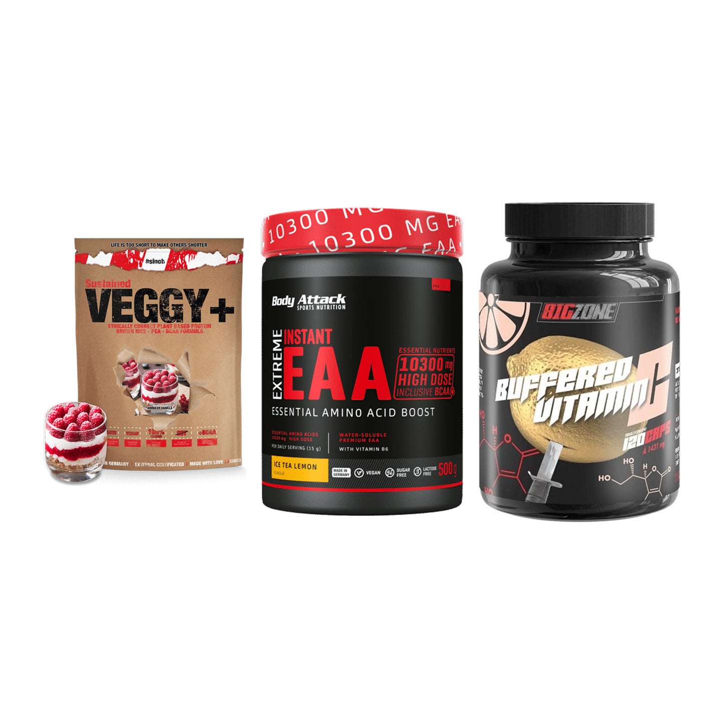 Pflanzliches Set: Sinob VEGGY + Body Attack + Big Zone – alle enthaltenen Artikel