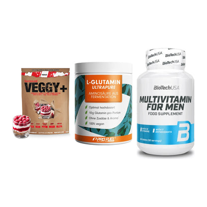 Pflanzliches Set: Sinob VEGGY + ProFuel Glutami + BioTech Multivi – alle enthaltenen Artikel