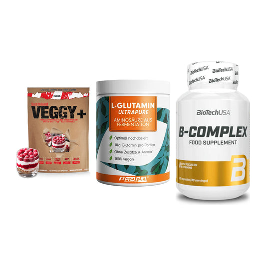 Pflanzliches Set: Sinob VEGGY + ProFuel Glutami + BioTech B – alle enthaltenen Artikel